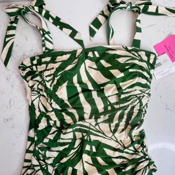 Kate Spade Other - Kate Spade Shirred One Piece High Cut Slimming Green Palm Fronds Swimsuit Med.